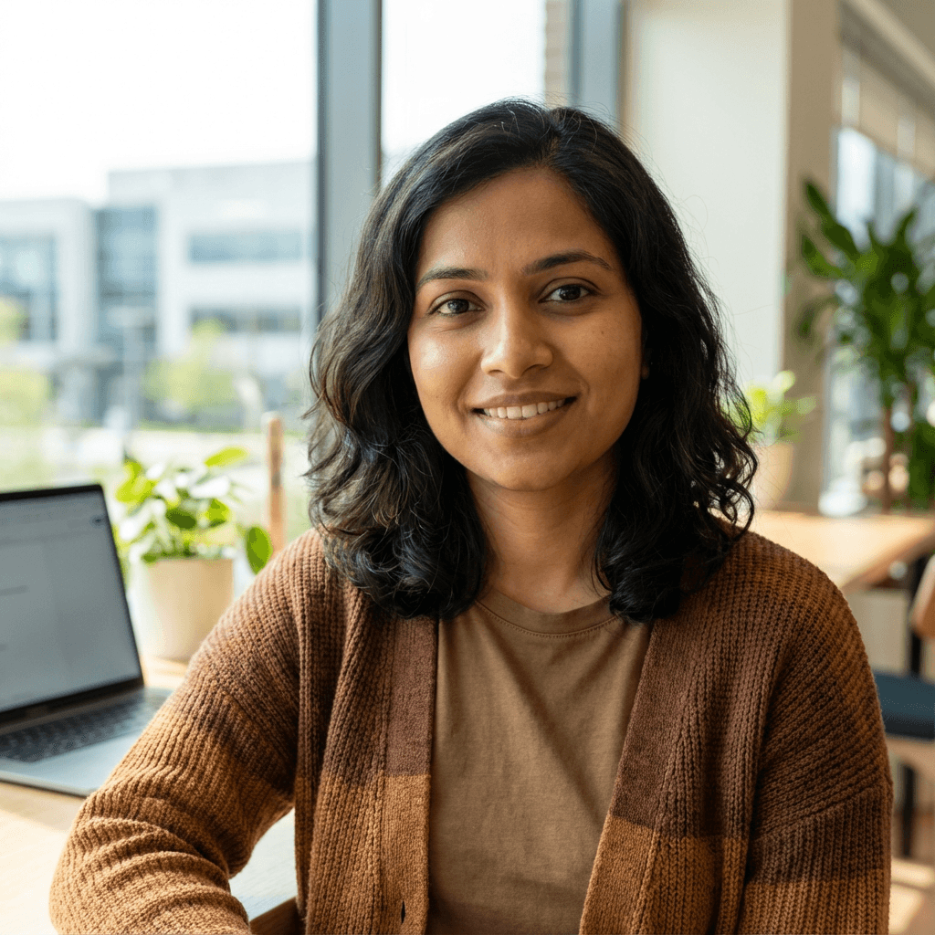 Priya Sharma, office manager, professional headshot