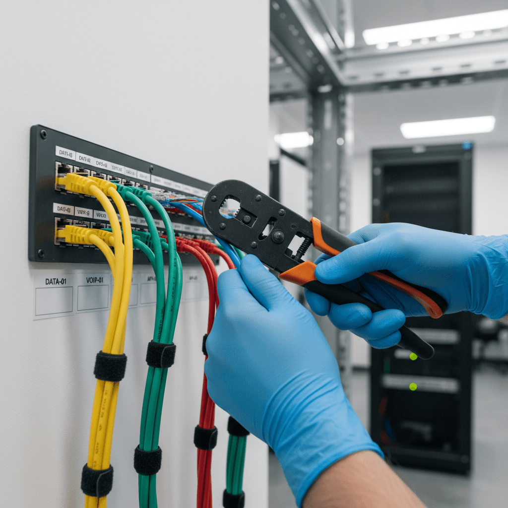 Terminating an ethernet wall jack